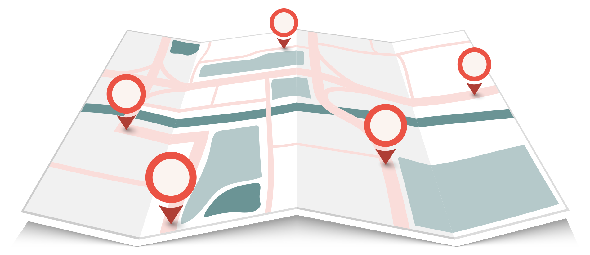 folded map with icons